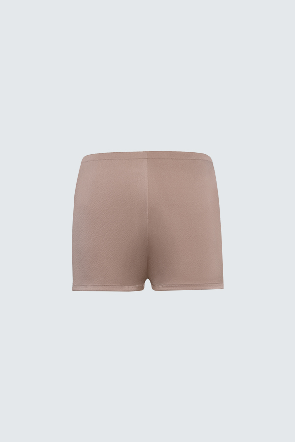 Elegant Women's Silk Shorts in champage pink, perfect for comfortable lounging.