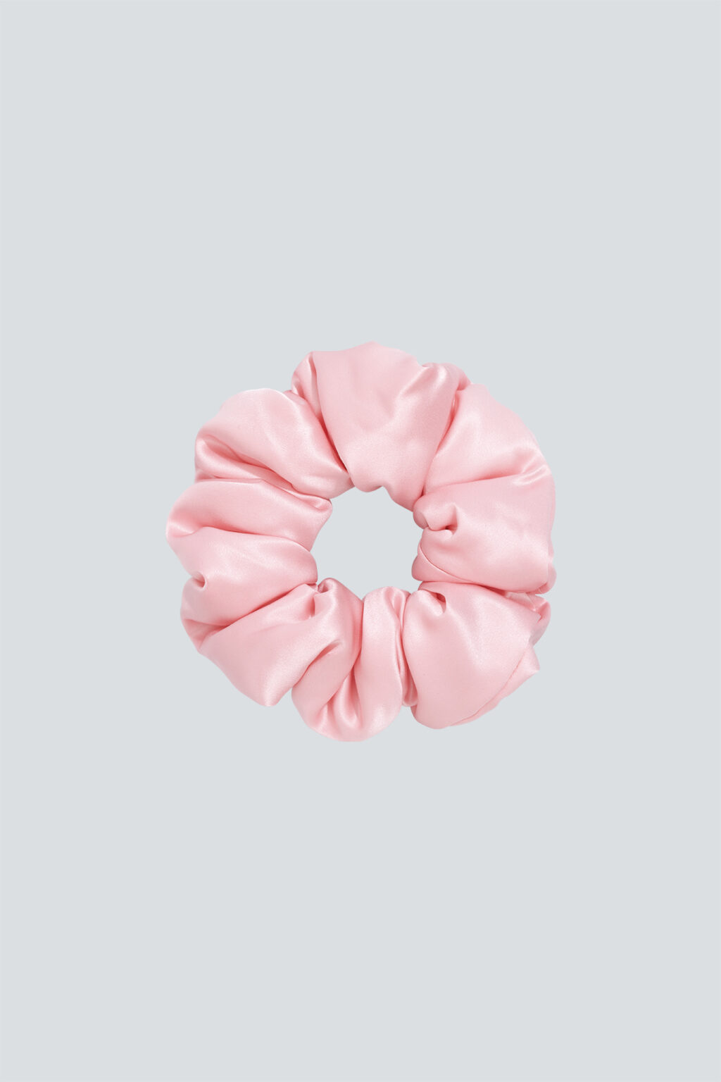 Pink Donuts Large Silk Scrunchie in soft silk, gentle on hair and perfect for loose curls after wet-to-dry styling.