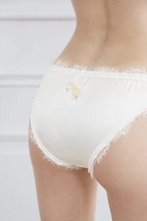 Coucou Women's 2pcs Silk Briefs with crescent moon and stars embroidery at back.