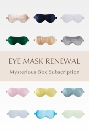 MANITO Eye Mask Renewal Subscription featuring a variety of colorful silk eye masks in the mystery box collection.