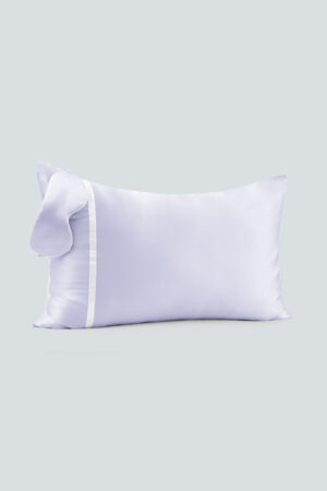 Macaron Silk Pillowcase & Eye Mask Set in light lavender featuring a premium silk pillowcase and coordinating eye mask.