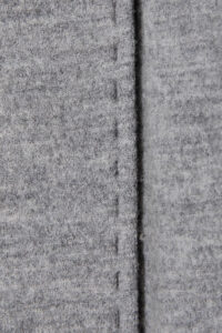 Close-up of the wool-silk texture on the Bomber Men's Wool-Silk Knit Robe in grey.