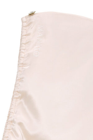 Blooming Silk Hair Turban detailed view highlighting the silk texture and MANITO embroidery.