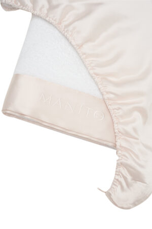 Blush Bath Gift Set showing folded towel and silk hair wrap edge.