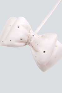 Barbie pink Calla Silk Scented Sachet bow with a central band and diamond studs.