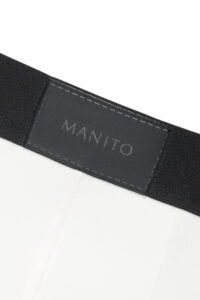 Close-up of MANITO logo waistband on Cloud light Men's Underwear, showing refined stitching and premium fabric detail.