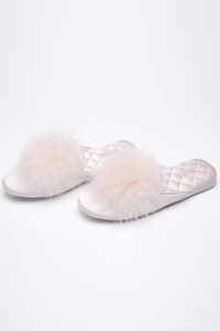 MANITO Silk Women's pink slipper showcased against a minimalist background, emphasizing chic simplicity.