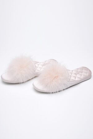 MANITO Silk Women's pink slipper showcased against a minimalist background, emphasizing chic simplicity.