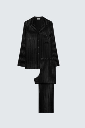 Full set of MANITO Galaxy Men's Silk Pajama with long sleeves and pants.