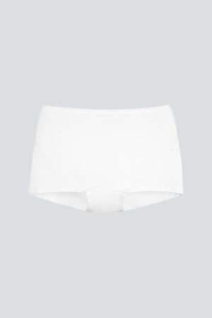 White New Soft Women's Modal Silk Boyshorts featuring sleek lines and full coverage.