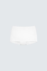 Cozy fit New Soft Women's Modal Silk Boyshorts in pure white.