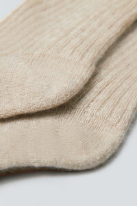 Detailed view of toe area on MANITO Heather women's knit stockings.