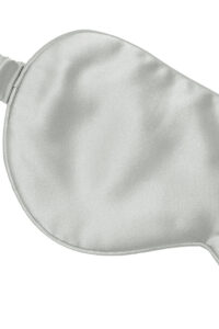 Close-up of Light Eye Mask in gray silk satin, showing lightweight padding and elegant sheen.
