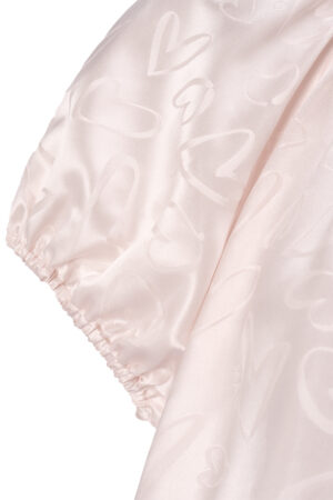Close-up of sleeve detail on MANITO Loving Silk Nightdress, highlighting soft gathers and elastic cuff design.