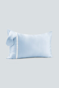 Macaron Silk Pillowcase & Eye Mask Set in pastel blue with a coordinating silk pillowcase and eye mask.