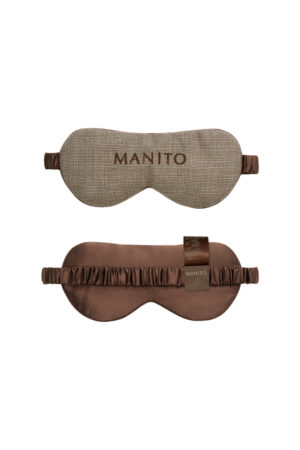 Maple Men's Eye Mask shown front and back, combining textured cashmere front with silky lining for relaxing rest.