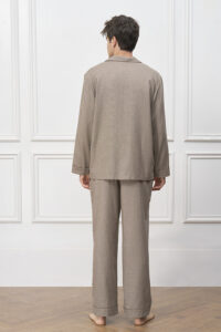 Back view of man in Maple Men's Pajama Set, showing the easy drape and relaxed fit of the soft fabric.