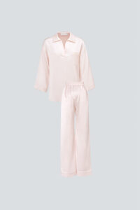 MANITO new authentic women's polo shirt pajama set laid out to display both the top and bottom pieces.