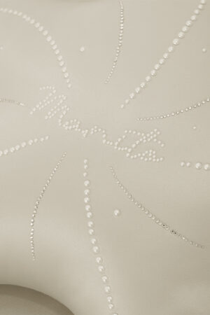 MANITO cream Ocean Starfish Throw Pillow featuring elegant pearl details and embroidered logo.