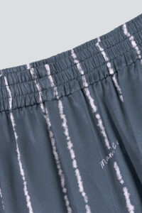 Elastic waistband detail with embroidered MANITO logo on Ocean Stripe Men's Short Pajama Set shorts.