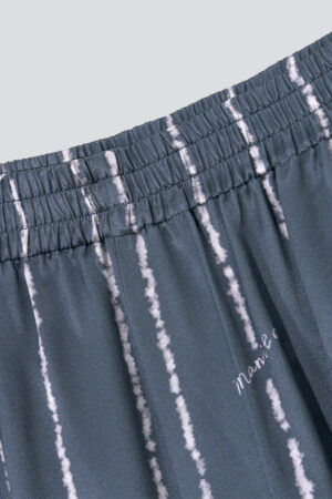 Elastic waistband detail with embroidered MANITO logo on Ocean Stripe Men's Short Pajama Set shorts.