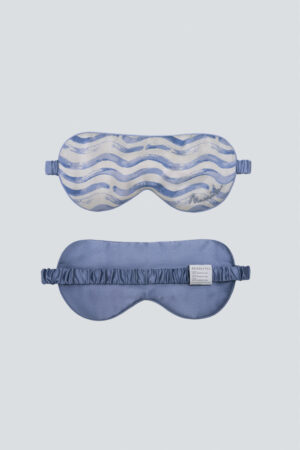 Front and back views of the MANITO Ocean Wave Men's Silk Eye Mask laid flat on light background.