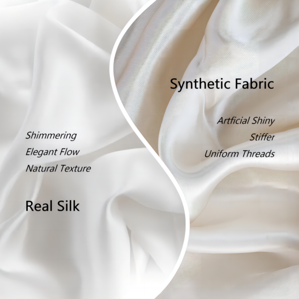 A comparison between real silk and synthetic fabric.