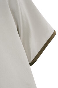 Sleeve detail of MANITO Ribbon Men's Polo Silk Pajama Set highlighting clean stitching and contrast edging.