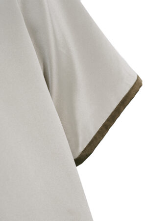 Sleeve detail of MANITO Ribbon Men's Polo Silk Pajama Set highlighting clean stitching and contrast edging.