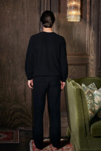 Back view of MANITO Teddy Men's classy elastic knit lounge set.