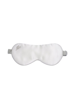 Front view of “Mr” embroidered MANITO silk eye mask for couples from the Wedding Mr. & Mrs. Gift Box.