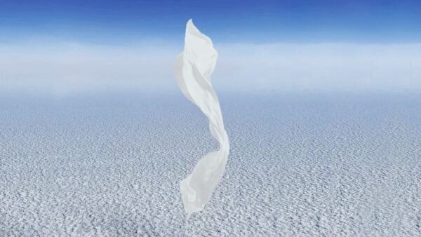 Graceful twist of silicone-free silk fabric in a serene setting, symbolizing purity and luxury