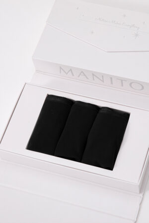 Elegant black New Soft Women's Modal Silk Boyshorts Gift Box in premium packaging.
