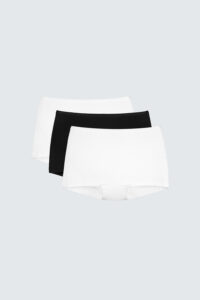 New Soft Women's Modal Silk Boyshorts in black and white, breathable mid-rise fit.