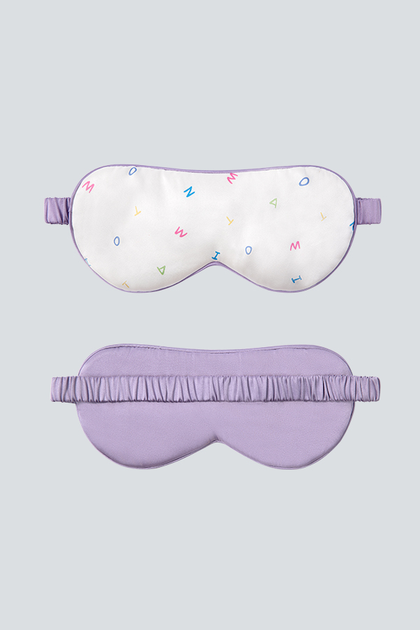 The front and back of the New Signature Multicolor Logo Eye Mask show off the vibrant logo on the front and the elegant colors on the back for a unique look.