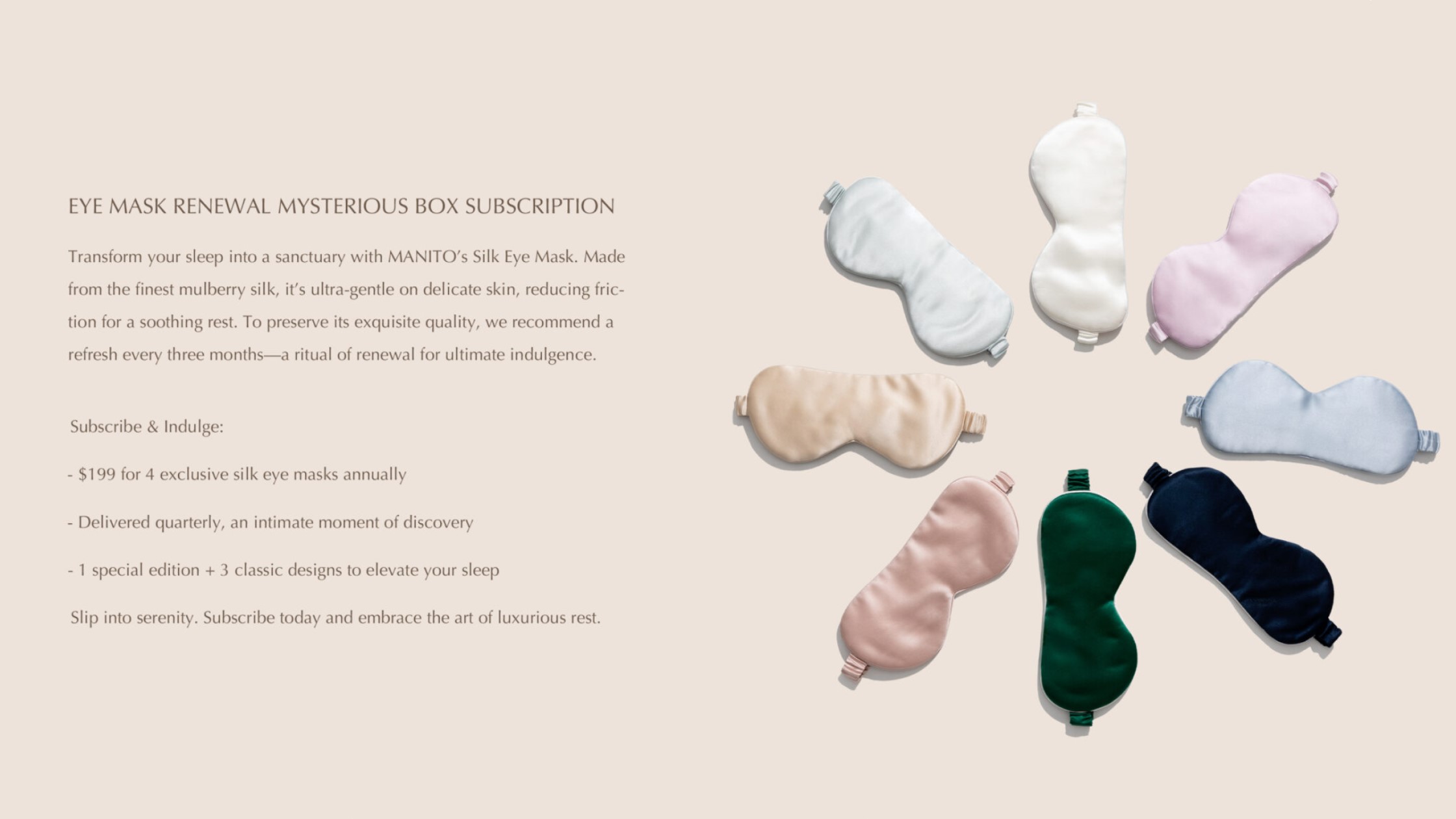 join MANITO year-round silk eye mask renewal subscription now
