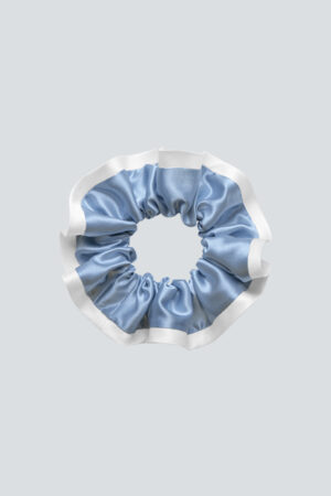 Blue Two-tone Silk Scrunchie lends a cool, airy mood and just-right elasticity for comfortable all-day hold.